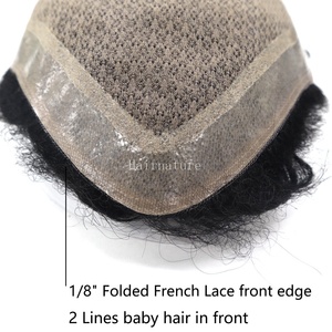 JZ - M Del Merletto Iniezione Del Merletto con 2 Linee di Capelli Del Bambino Dei Capelli Parrucchino per Gli Uomini - Product Image 4