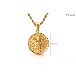 Collier Pendentif Hip Hop Vintage Punk Ange <span class=keywords><strong>Cupidon</strong></span> en Acier Inoxydable 316L Étanche PVD, Bijoux de Mode pour Hommes, Vente en Gros - Product Image 2