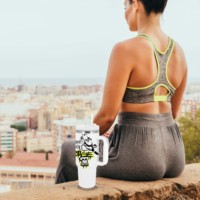 Mug à café personnalisé H2.0 40oz avec logo, en acier inoxydable, gobelet de sublimation Adventure Flowstate avec poignée et paille