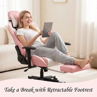 Fauteuil de course en cuir AOR ergonomique à dossier haut avec repose-pieds, base oscillante, accoudoirs réglables et pivotant à 360°