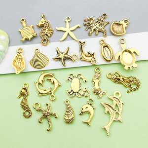 Pendentif sirène et dauphin en alliage d'or antique, formes variées, placage en alliage de zinc pour la fabrication de bracelets, accessoires de bijoux DIY - Product Image 4