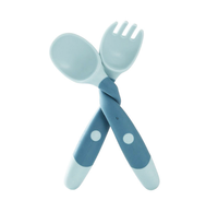 Ensemble cuillère et fourchette en silicone Yongli avec étui de voyage, 2 pièces, ustensiles pour tout-petits pour l'alimentation dirigée par l'enfant, ensemble de voyage