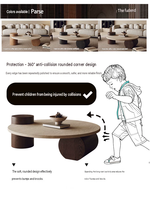 Table basse en pierre naturelle avec structure en bois massif et plateau en travertin - Design moderne durable pour les petites maisons - Esthétique haut de gamme Wabi-Sabi
