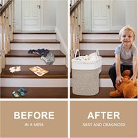 Panier d'escalier moderne et écologique en forme de L avec poignées de transport pour jouets Panier de rangement rectangulaire en tissu de 15 po L X 10 po L X 15 po H