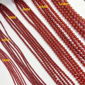 AA+ Beste Kwaliteit 3m 4mm 5mm 6mm 7mm 8mm 10mm 12mm 14mm 16mm 18mm 20mm Rode Chalcedoon Agaat Ronde Gladde Kralen Ca. 380mm/str - Product Image 5