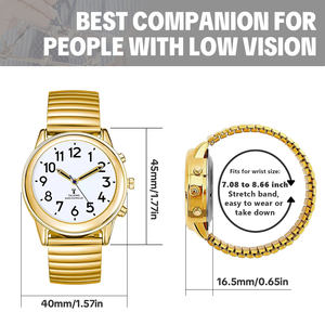 Montre parlante anglaise et espagnole pour les aveugles malvoyants Seniors Bracelet extensible Bracelet de montre Quartz <span class=keywords><strong>Voix</strong></span> analogique wit - Product Image 6
