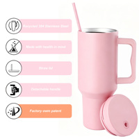 Tasses de voyage isothermes à double paroi de 40 oz avec revêtement en poudre et poignée