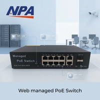 Switch PoE Géré par Web 8 Ports Gigabit Direct Usine 48V 10/100/1000 Mbps 2 Uplink + 2 SFP 250 Mètres pour Caméras CCTV