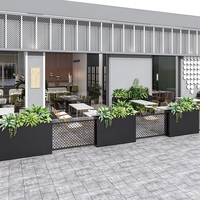 Support de fleurs en grille métallique galvanisée pour intérieur/extérieur avec logo personnalisé, jardinière, bac à fleurs, vase de jardin, aménagement paysager pour restaurant