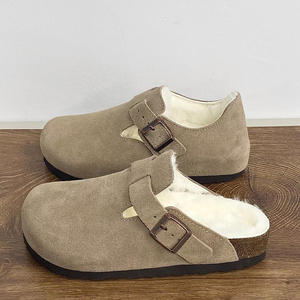 Mules plates d'extérieur tendance 2026, sandales Birkenstocks en cuir véritable et daim unisexe, lit de pied en liège Hana, fermées et légères - Product Image 2