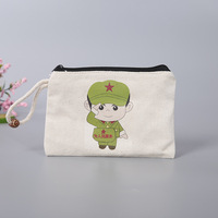 Tas Kantong Ritsleting Makeup Katun Kosong Dompet Perjalanan Wanita Dompet Koin Kecil Sedang Besar Kanvas Sablon Sutra