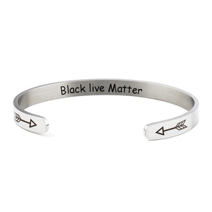 personalizado grabado Negro Vive materia/No puedo aliento de la pulsera del brazalete del acero inoxidable - Product Image 5