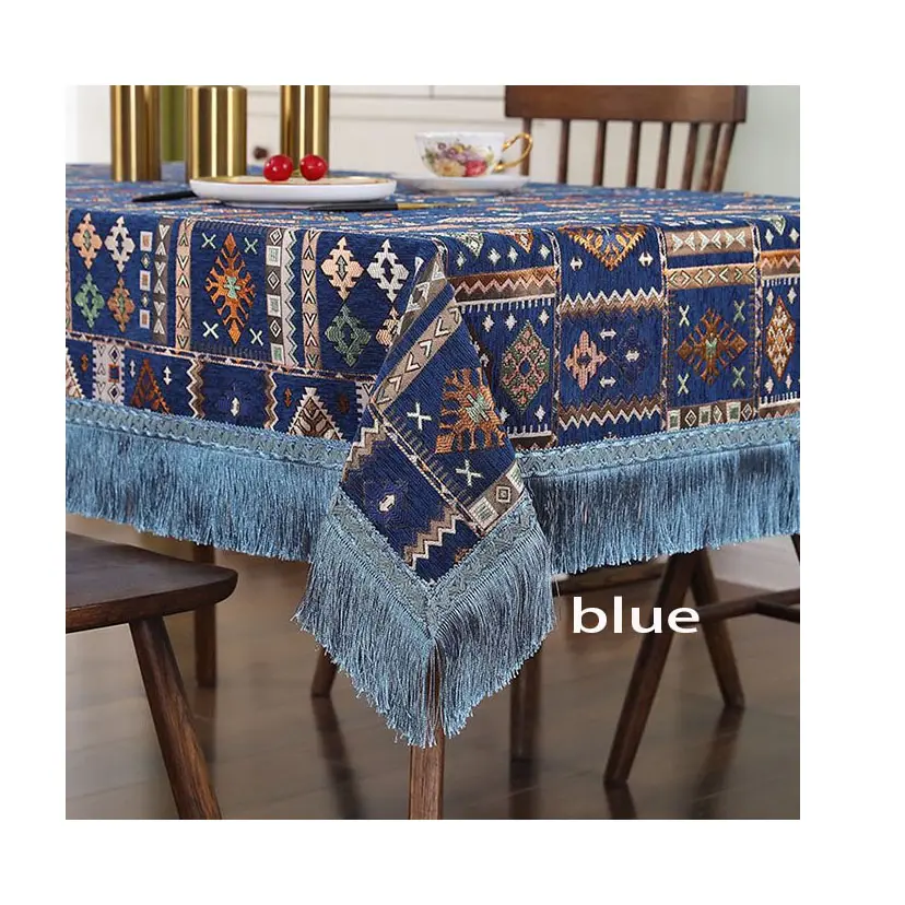 American Chenille Geometric Pattern large square tablecloth table cloths for events church banquet