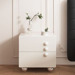 Cream Colored <b>Bedside</b> <b>Table</b> Minimalist Modern Storage Nightstand For Bedroom - Product Image 4