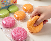 Jouet anti-stress souple en forme de gâteau de lune chinois, jouet fantaisie à presser pour soulager le stress, jouet de décompression rempli de farine pour enfants