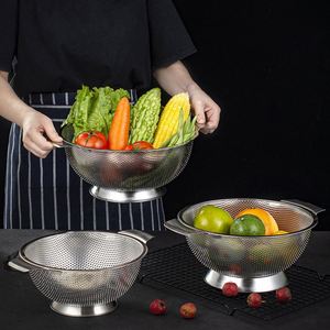 Yurtrain Stainless Steel Kitchen Strainer Colanders Set Fruit Vegetable Drain Wash <b>Storage</b> <b>Basket</b> Metal Drain <b>Basket</b> - Product Image 2