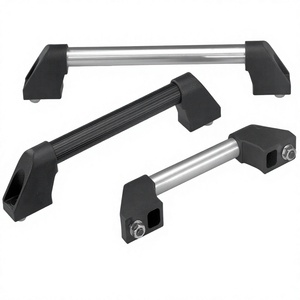 K0210 Asas tubulares de aluminio, con anchas patas de agarre de plástico inclinadas por ambos lados, perfil redondo de 20 mm, montaje frontal - Product Image 1