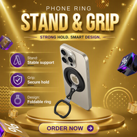 Penyangga Ponsel Lipat Magnetik FGX X8, Penyangga Jari, iPhone 16 Pro Max, Dapat Disesuaikan, Bahan ABS, Untuk Ponsel 4-6.7 Inci, Custom