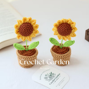 Fleurs artificielles <span class=keywords><strong>de</strong></span> tournesol <span class=keywords><strong>au</strong></span> <span class=keywords><strong>crochet</strong></span> faites à la main pour pots décoratifs <span class=keywords><strong>de</strong></span> Noël jardinières couronnes et plantes - Product Image 6