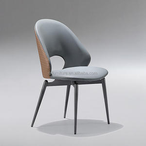 Modern Stylish Open Back Dining Room <b>Chairs</b> Comfortable High Dense <b>Padding</b> Woven Leather Detailed Outer Backrest Accent Design - Product Image 2