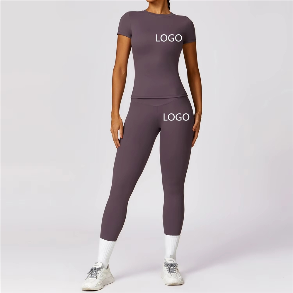 Sports Clothing Yoga Leggings Short Sleeves T Shirt 2PCS Yoga Sets Fitness Women Clothing Yoga Wear Gym Fitness Sets