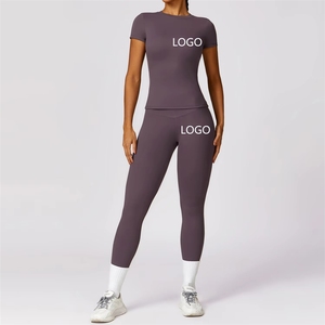 Ropa Deportiva, Leggings de <span class=keywords><strong>Yoga</strong></span>, Camiseta de Manga Corta, Conjunto de <span class=keywords><strong>Yoga</strong></span> de 2 Piezas, Ropa de Fitness para Mujer, Ropa de <span class=keywords><strong>Yoga</strong></span>, Conjuntos de Gimnasio y Fitness - Product Image 1