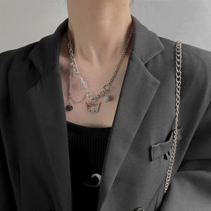 Ins Stijl Kulomi Reflecterende Parel Rvs Ketting Kat Hanger Mode Hiphop Niet Fade Y 2K Sieraden Voor Vrouwen - Product Image 5