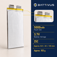 Batterie LiPo polymère au lithium BATTIVUS 3.7V 5000mAh 25C à décharge élevée pour pack de batterie d'outil électrique OEM