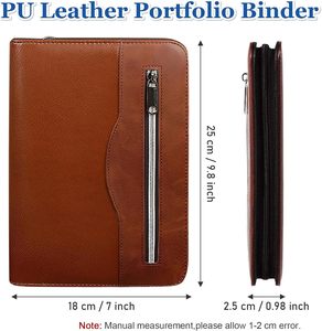 SAYEEC Портфель-органайзер из искусственной кожи на 6 колец, сменный блокнот-планер, обложка для бюджетного планировщика на молнии, подарок - Product Image 3