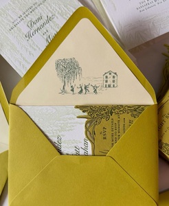 <span class=keywords><strong>Carte</strong></span> <span class=keywords><strong>de</strong></span> mariage botanique découpée au laser <span class=keywords><strong>de</strong></span> qualité supérieure - Enveloppe jaune moutarde et doublure dessinée <span class=keywords><strong>à</strong></span> la main, ensemble d'invitations <span class=keywords><strong>de</strong></span> style vintage - Product Image 3