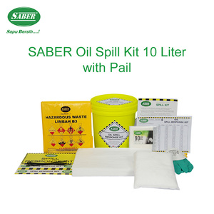 Kit anti-déversement d'hydrocarbures SABER pratique de 10 litres avec seau, kit de réponse aux déversements d'hydrocarbures haute visibilité pour l'entretien régulier - Product Image 4
