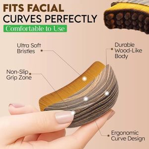 Lymphatische Kontur-Gesichtsbürste, Manueller Lymphdrainage-Massagegerät, Natürliche Make-up-Pinsel mit Langlebigen Weichen Borsten - Product Image 6