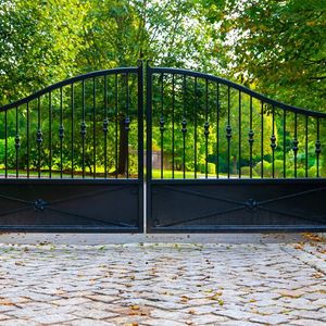 <span class=keywords><strong>Porte</strong></span> française en <span class=keywords><strong>fer</strong></span> <span class=keywords><strong>forgé</strong></span> Prima avec poignées courbes et panneaux en verre transparent pour l'intérieur et l'extérieur - Product Image 1