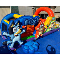 Nouvelle château gonflable bleu commercial avec toboggan et obstacles, château gonflable pour enfants, trampoline gonflable pour fête