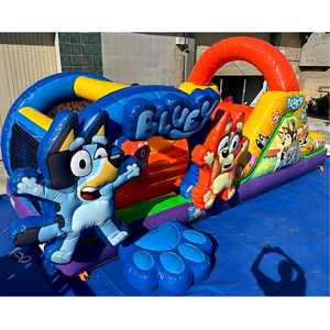 Nouvelle château gonflable bleu commercial avec toboggan et obstacles, château gonflable pour enfants, trampoline gonflable pour fête - Product Image 1