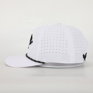 BSCI Wholesale Custom Oem Design Rope 5 Panel Sport Hat,Embroidery Logo White Polyester Gorras,Laser Cut Hole <strong>Golf</strong> Baseball Cap