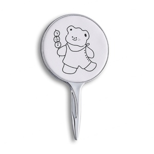 Hot Selling Customized Epoxy Sticker CMYK Custom Logo Zinc Alloy Handheld Makeup <b>Mirror</b> - Product Image 2