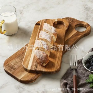 Tabla de cortar rectangular de madera de acacia con asa para cocina, carne, pizza, frutas, pan, verduras. - Product Image 4