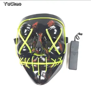 <span class=keywords><strong>Halloween</strong></span> LED luminoso <span class=keywords><strong>Horror</strong></span> Purge Full Face maschera <span class=keywords><strong>Film</strong></span> spaventoso luce luminosa maschera al Neon Bar forniture per Cosplay per feste - Product Image 6