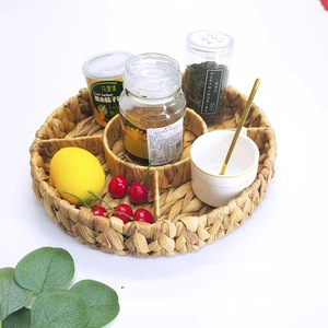 Panier de rangement rond à 7 compartiments multifonctionnel pour salon, plateau à fruits, couleur lin, type sur pied - Product Image 2