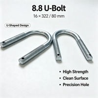 Boulon en U à double tête en acier au carbone de grade 8.8, 16*322/80, métrique, pour fixation de tuyaux de remorque, fixation robuste pour la construction, vente en gros