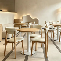 Ensemble table et chaises en bois massif, style Wabi-sabi, couleur crème, moderne et minimaliste, pour cafés, pâtisseries, boulangeries, restaurants occidentaux