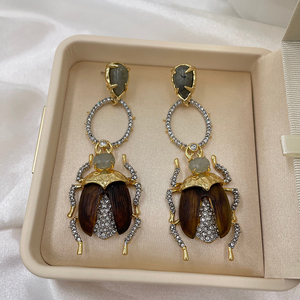 SENYU Nuovi Orecchini di Lusso Europei Vintage a Forma di <span class=keywords><strong>Scarabeo</strong></span> per Donne, con Cristalli Incastonati, Gioielli a Forma di Insetto, Regalo per Feste - Product Image 1