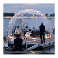Tente Dôme Transparente en PC avec Cadre en Aluminium, Imperméable, Quatre Saisons, pour Glamping, Maison Bulle Transparente pour Complexes de Vacances et Campings en Plein Air