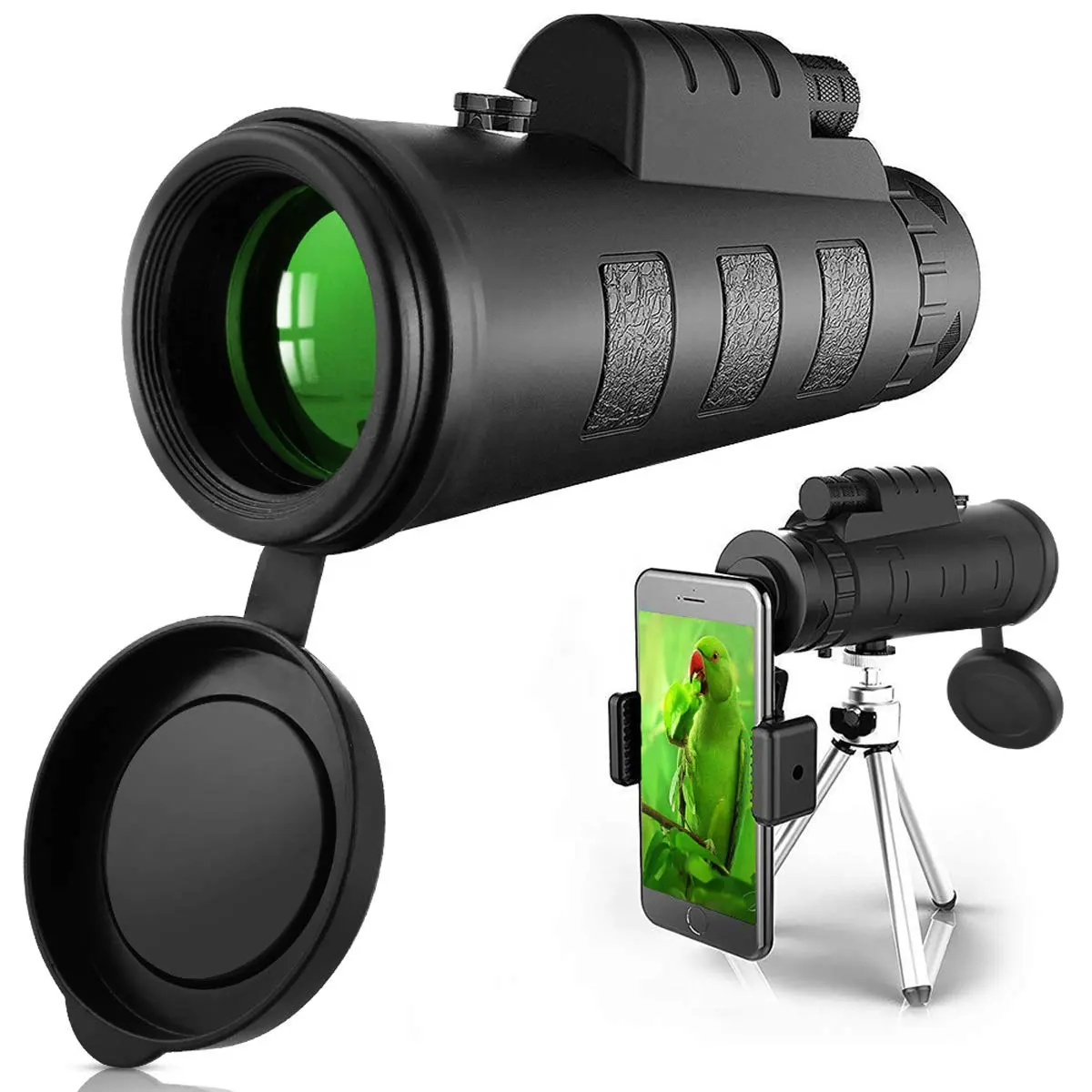 Telescope Monocular 40X60 Zoom Monocular Binoculars Clear Weak Night Vision Pocket Telescope with SmartPhone Holder for Camping