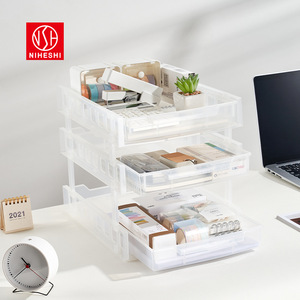 Niheshi Office Storage <b>Box</b> A4 Multi Layer <b>File</b> Holder Transparent Desktop Organizer Stackable for Desk Organization - Product Image 4