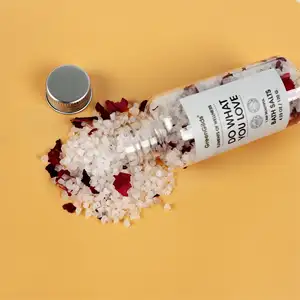 Cadeau de spa personnalisé marque privée sels de bain de luxe soins corporels exfoliants parfum naturel fleurs nettoyantes hydratantes