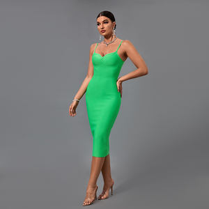 2022 ultimi modelli abito estivo semplice tinta unita <span class=keywords><strong>donna</strong></span> elegante abito Midi Casual a vita alta senza maniche Slim Fit - Product Image 5