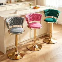 Tabouret de bar pivotant moderne en velours de style nordique, chaise réglable en hauteur avec repose-pieds pour comptoir de cuisine ou bar
