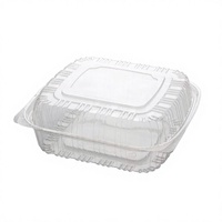 Conteneur jetable transparent en PLA écologique à charnière, 8x8 pouces, épaisseur 0,3 cm, pour biscuits et aliments